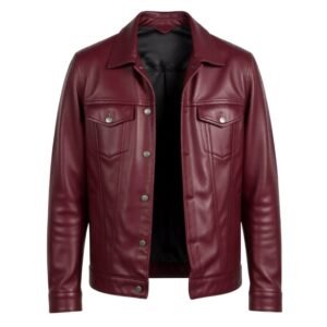 Burgundy Leather Trucker Jacket