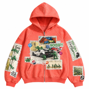 Coral Streetwear Collage Hoodie