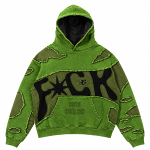 Distressed Green Patchwork Hoodie