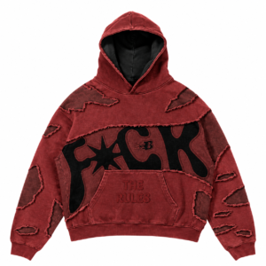 Distressed Maroon Streetwear Hoodie